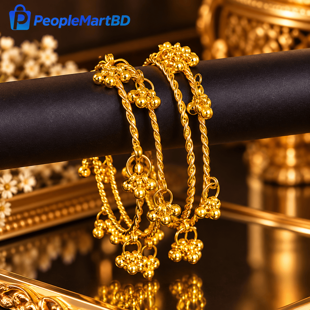 পেঁচানো গোল্ডেন ঘুঙুর চুড়ি – Twisted Golden Ghungroo Bangles — 28