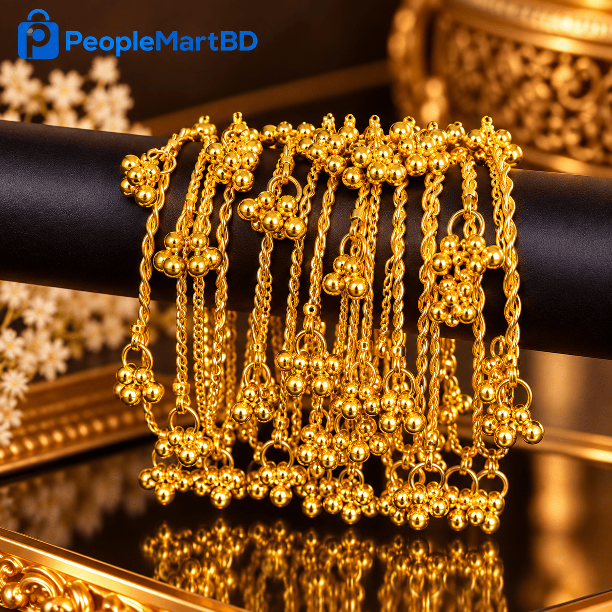 পেঁচানো গোল্ডেন ঘুঙুর চুড়ি – Twisted Golden Ghungroo Bangles — 24