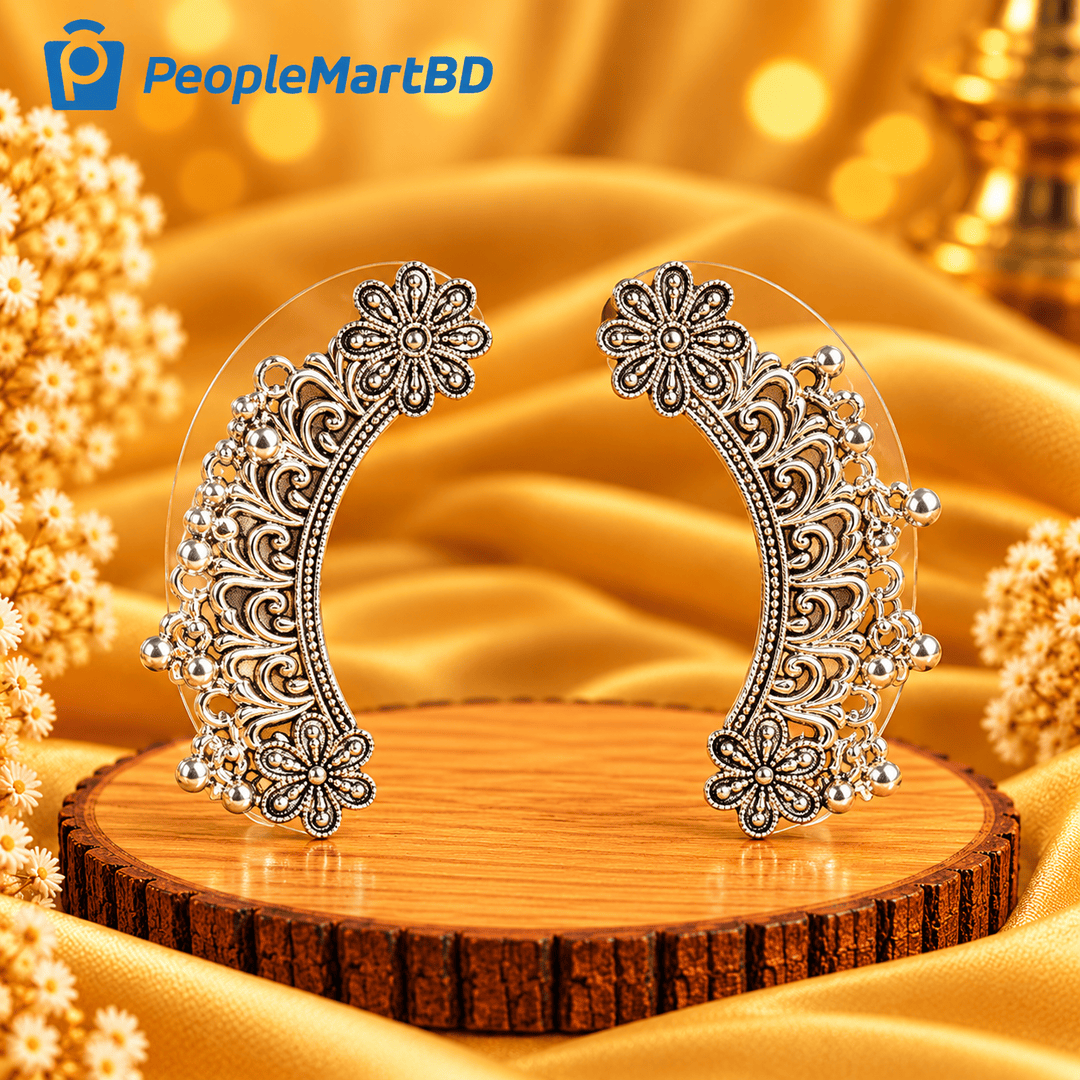 অক্সিডাইজড ফ্লোরাল ইয়ার কাফ – Oxidised Floral Ear Cuff
