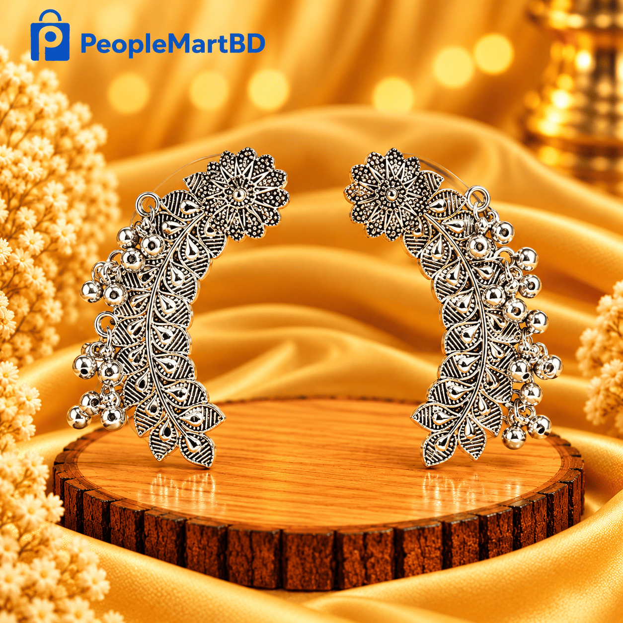 অক্সিডাইজড ফ্লোরাল ইয়ার কাফ – Oxidised Floral Ear Cuff