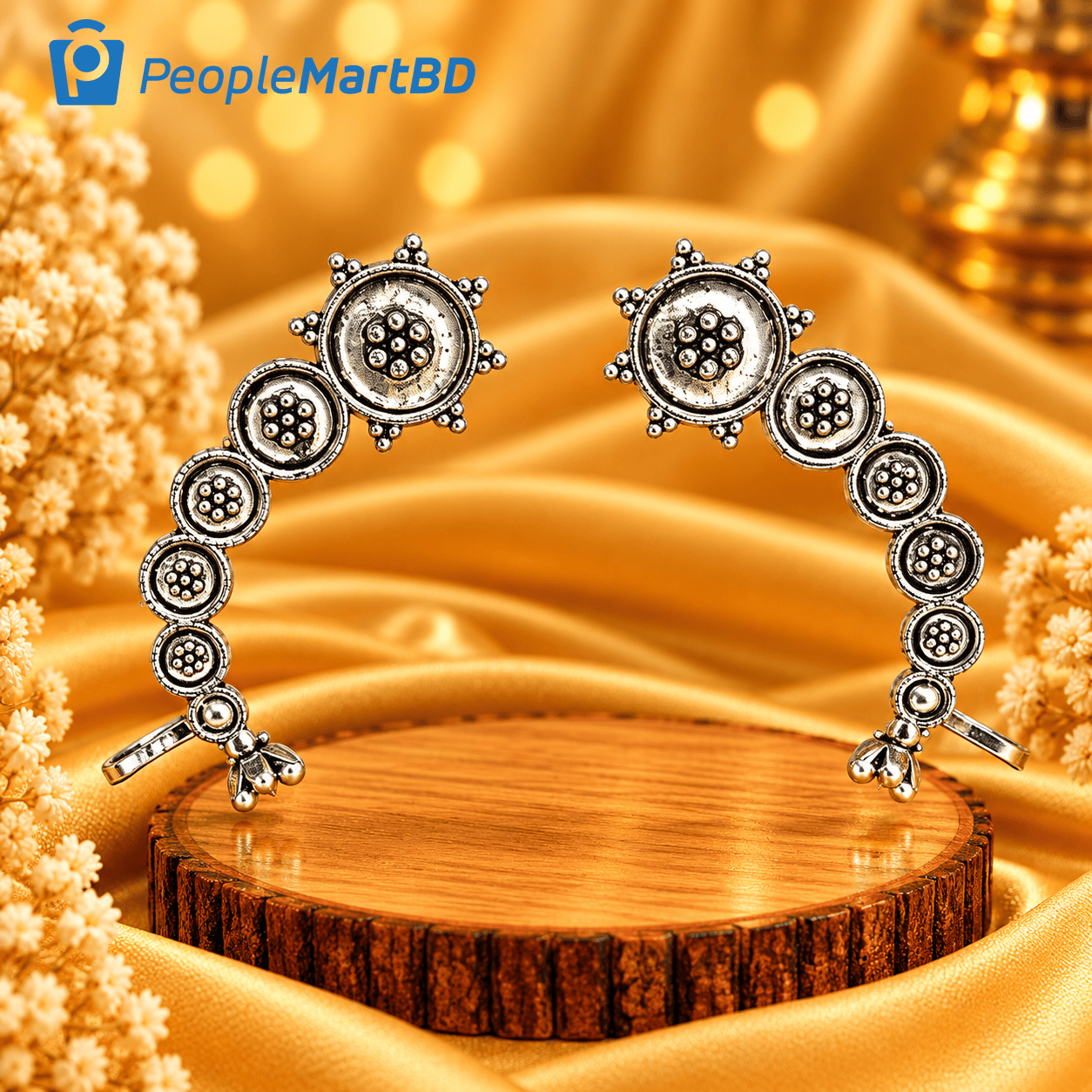 অক্সিডাইজড ফ্লোরাল ইয়ার কাফ – Oxidised Floral Ear Cuff