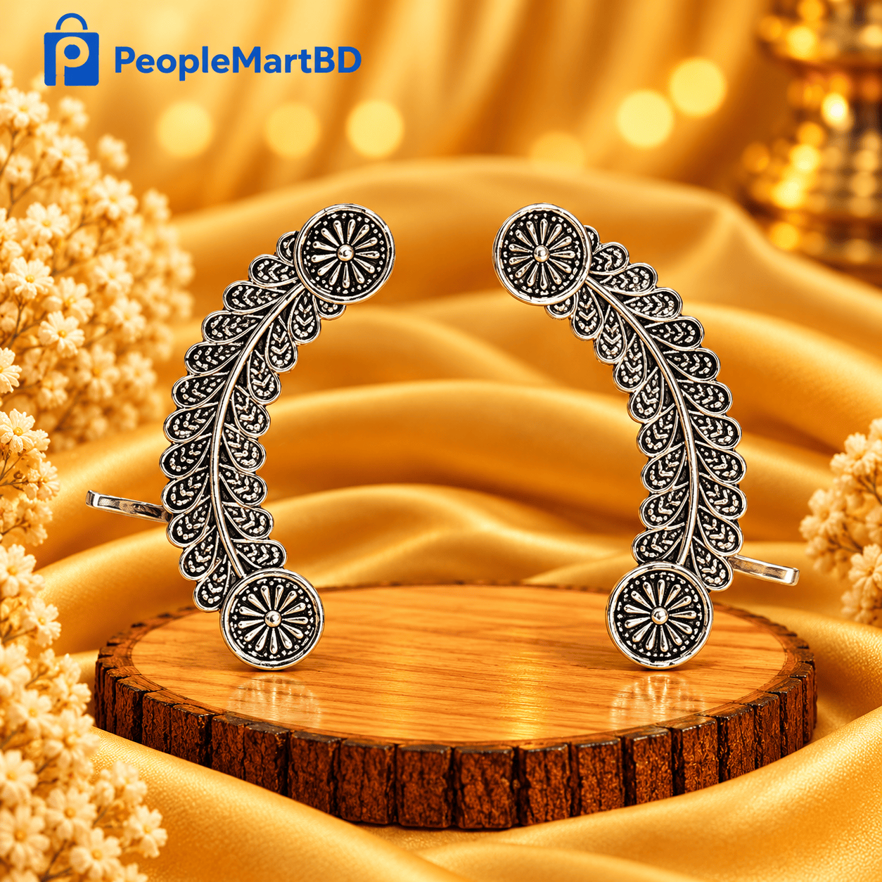 অক্সিডাইজড ফ্লোরাল ইয়ার কাফ – Oxidised Floral Ear Cuff