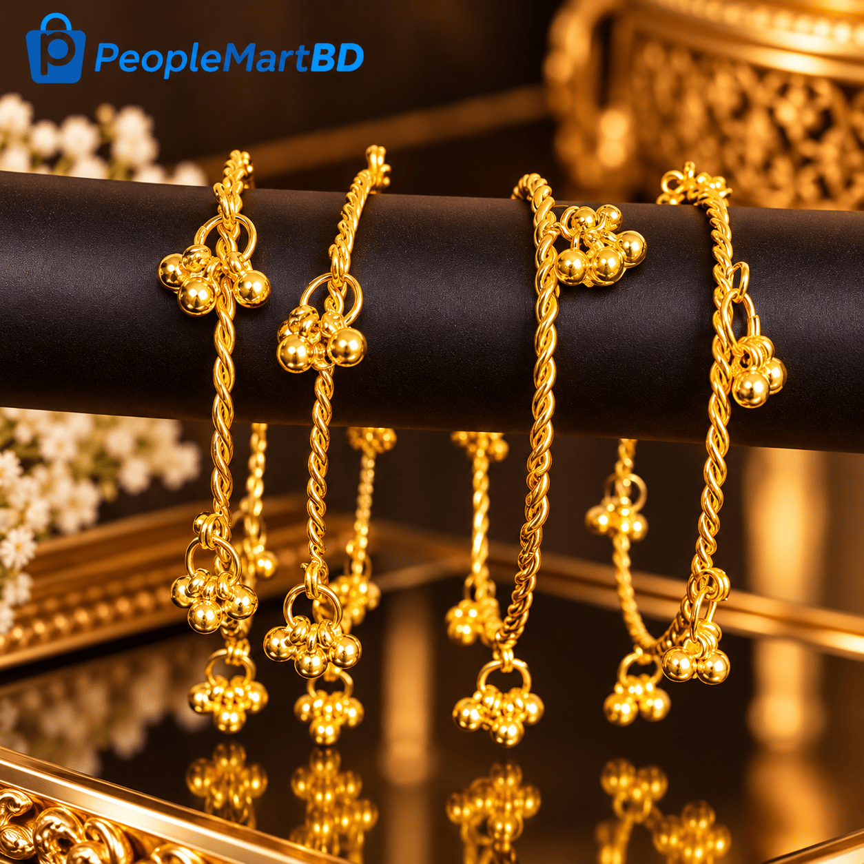 পেঁচানো গোল্ডেন ঘুঙুর চুড়ি – Twisted Golden Ghungroo Bangles — 26
