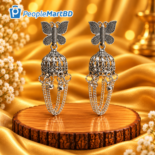 বাটারফ্লাই চেইন ঝুমকা দুল – Butterfly Chain Jhumka Earrings