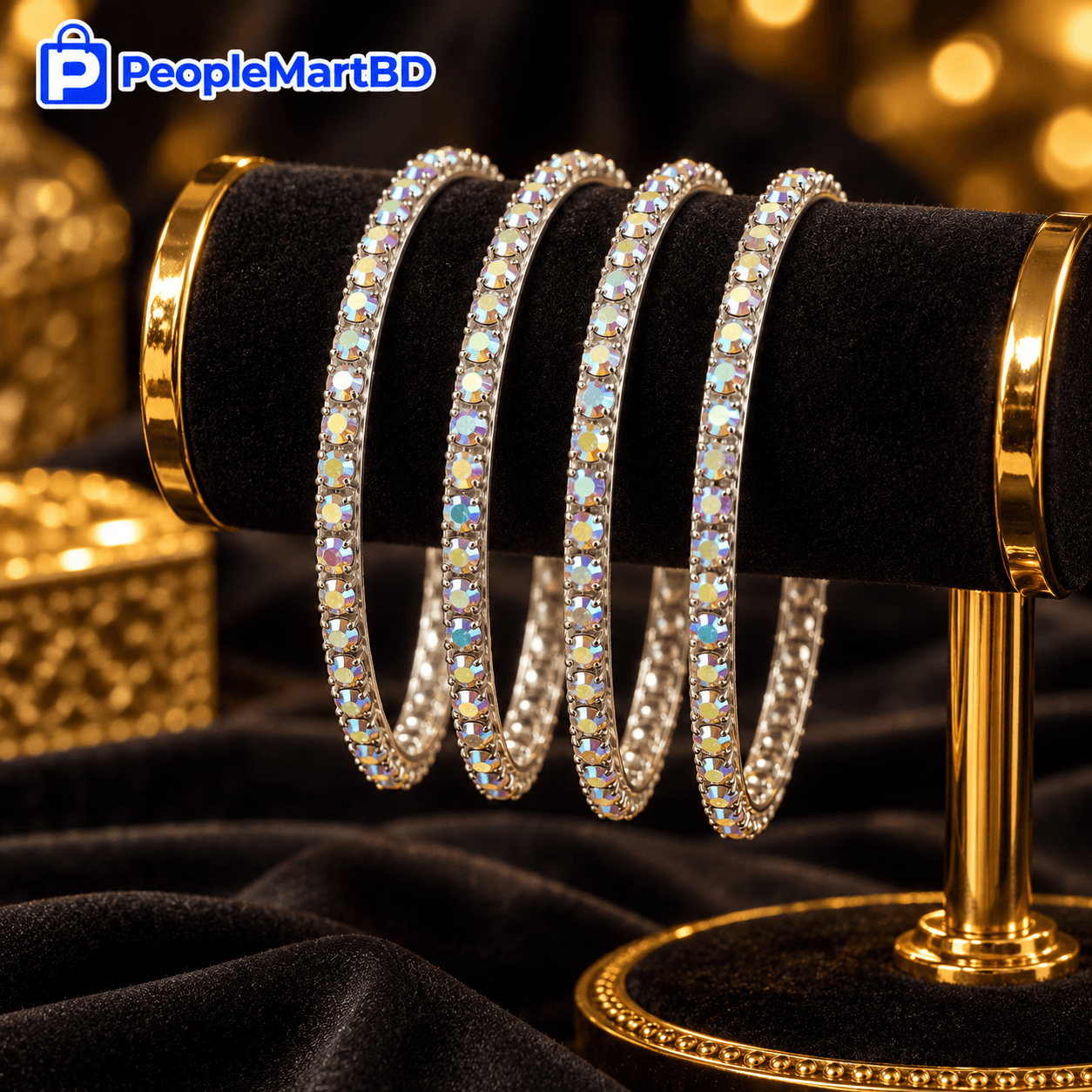 ডায়মন্ড কাট স্টোন চুড়ি – Diamond Cut Stone Bangles