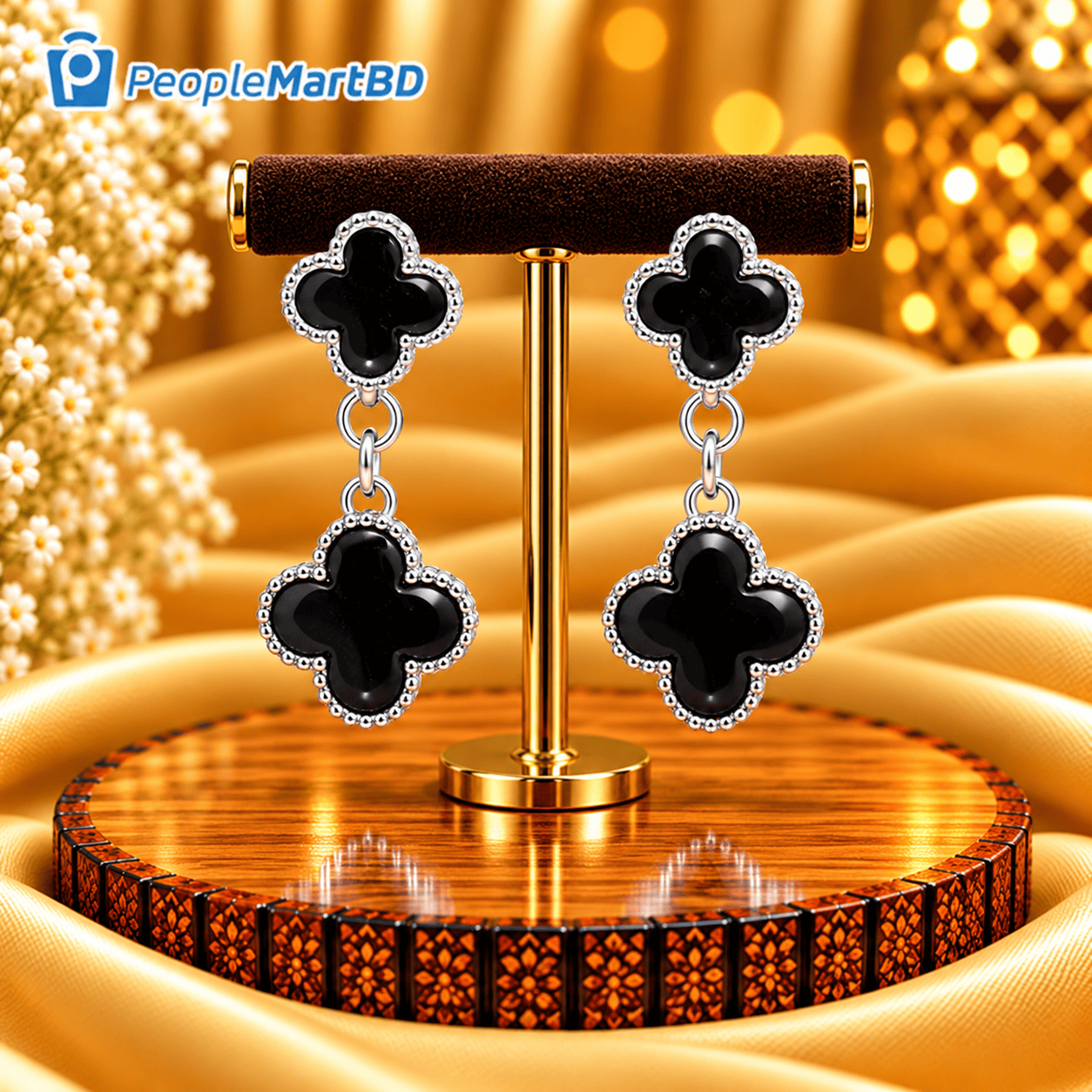 ব্ল্যাক ক্লোভার ড্রপ দুল – Black Clover Double Drop Earrings