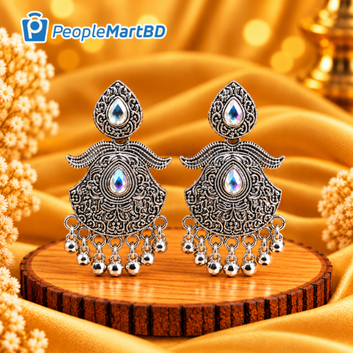 ইরিডিসেন্ট অক্সিডাইজড স্টেটমেন্ট দুল – Iridescent Oxidized Statement Drop Earrings