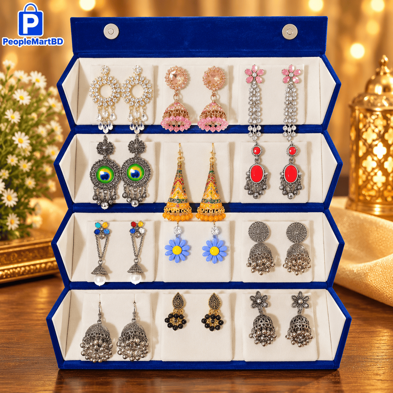 ১২ জোড়া দুলের বক্স কম্বো – 12 Pairs Earrings Combo Box Set