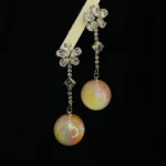 Crystal Flower Long Drop Earrings