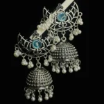 Oxidized Chandbali Jhumka with Pearl Drops
