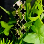 Black Clover Long Drop Earrings