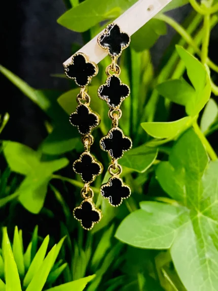 Black Clover Long Drop Earrings
