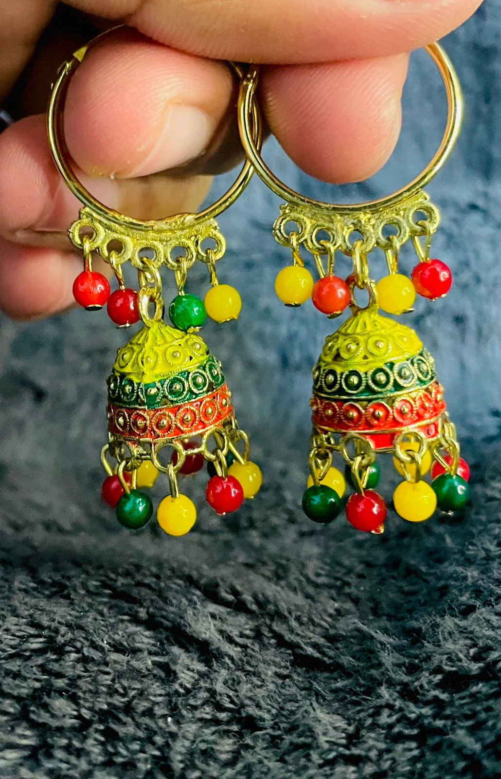 Multicolor Hoop Jhumka Earrings Multicolor Hoop Jhumka Earrings