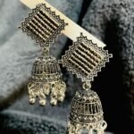 Oxidized Square Top Jhumka Earrings