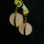 Pink Stone Gold Plated Minimal Drop Earrings