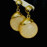 Gold Finish Textured Round Drop Earrings
