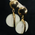 White Stone Gold Plated Minimal Drop Earrings