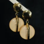Cream Stone Gold Plated Minimal Drop Earrings