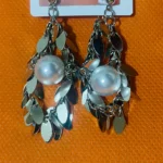 SILVER TONE PEARL DROP EARRINGS