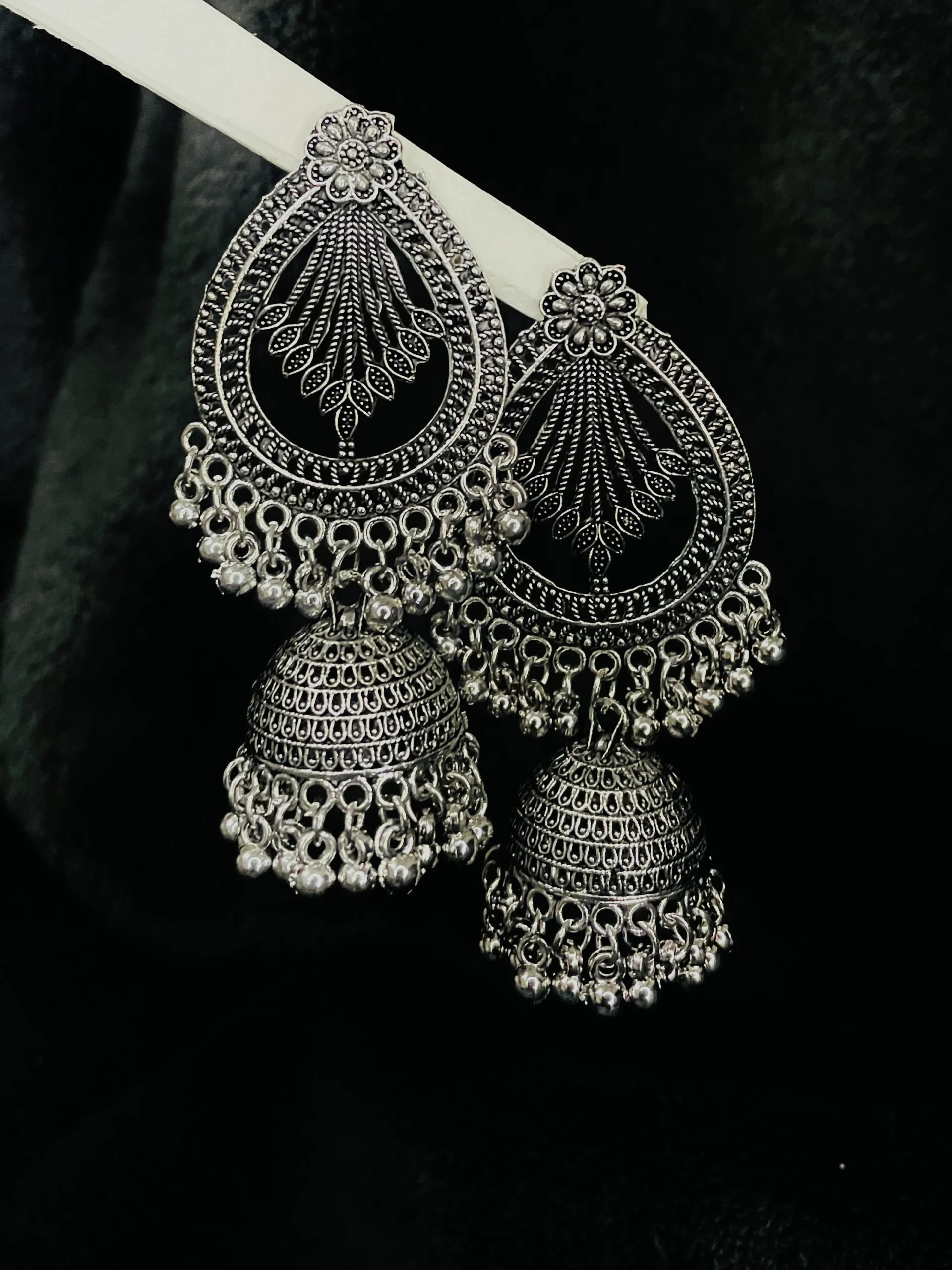 Oxidized Silver Traditional Jhumka Earrings Oxidized Silver Traditional Jhumka Earrings
