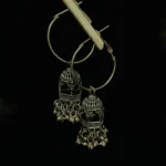 Oxidized Hoop Jhumka Cage Earrings
