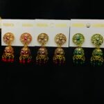 Red Stone Gold Plated Mini Jhumka Earrings