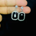Black Crystal Square Drop Earrings