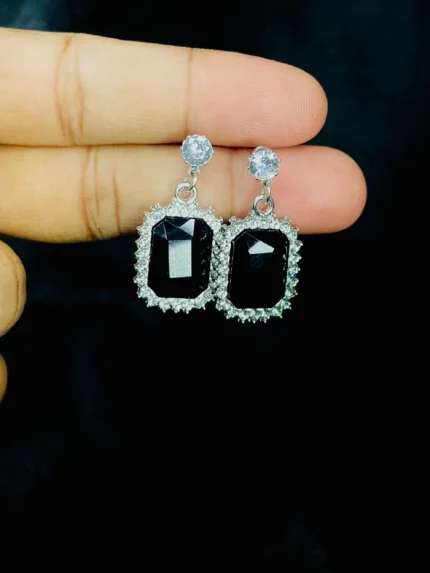 Black Crystal Square Drop Earrings